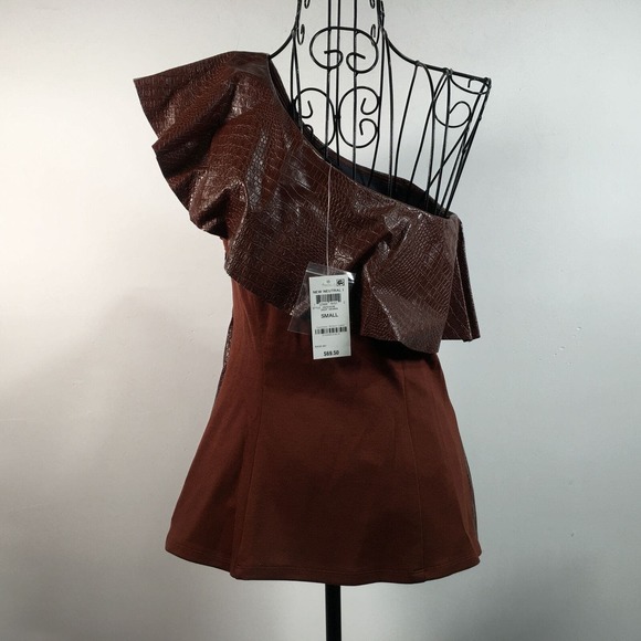 INC Sleeveless Asymmetrical Neckline Top, Women's Size S - Deep Sienna Brown - Picture 4 of 12